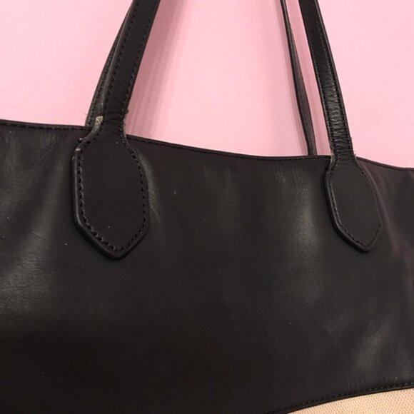 Tory Burch Black and Cream Canvas Market Tote Bag - Picture 5 of 10